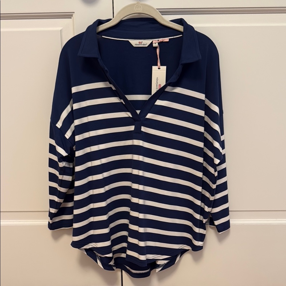 Vineyard Vines Blue and White Button Down Polo Shirt